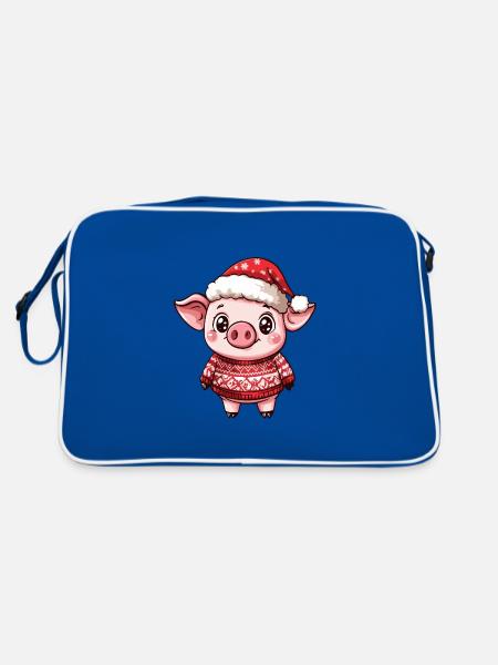 Pig Christmas Comic - Retro Bag - blue/white - Back