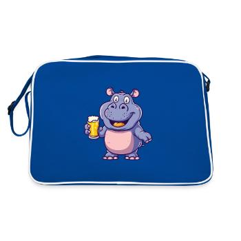 Nilpferd Bier Comic Party - Retro Tasche - Blau/Weiß - Hinten