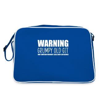 Warning grumpy old git - Retro Bag - blue/white - Back