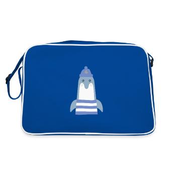 Delfin Segler Kapitän Segelboot & Motorboot Fans - Retro Tasche - Blau/Weiß - Hinten