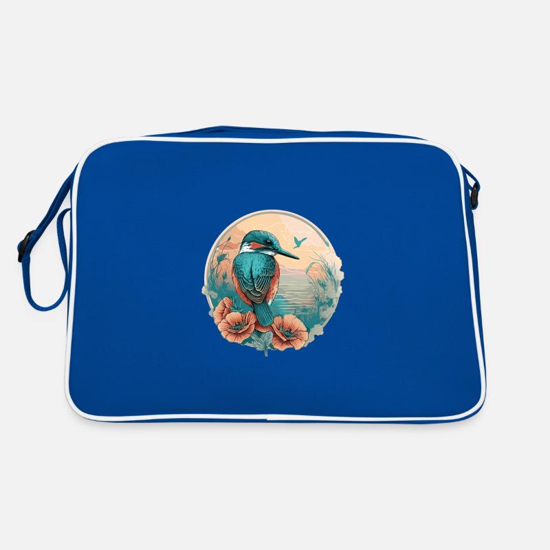 Eisvogel Vogelfreunde - Retro Tasche - Blau/Weiß