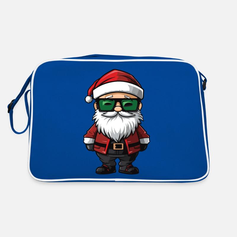 Weihnachtsmann Comic Santa Xmas - Retro Tasche - Blau/Weiß