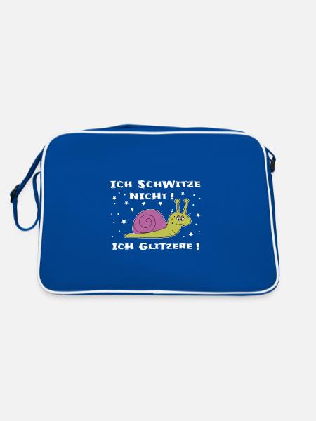 Lustiger Fitness-Spruch Schnecke - Retro Tasche - Blau/Weiß