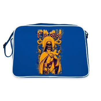 Priez « Priez » avec un squelette et une croix chrétienne - Sac Retro - bleu/blanc - Dos