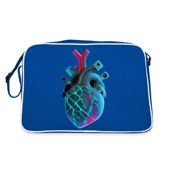 Futuristic neon human heart - Retro Bag - blue/white - Back