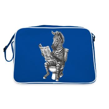 Zebra on toilet - Retro Bag - blue/white - Back