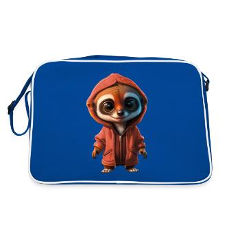 Charming meerkat in hooded jacket - Retro Bag - blue/white - Back