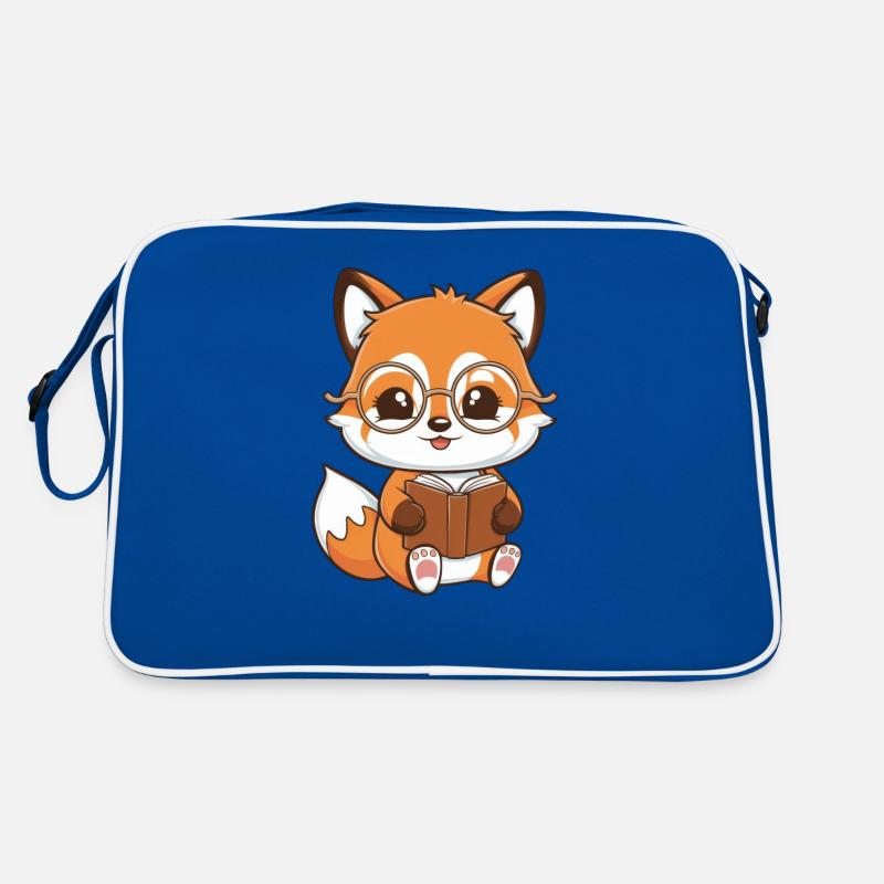 Kawaii fox with book and glasses for book fans Retro Bag