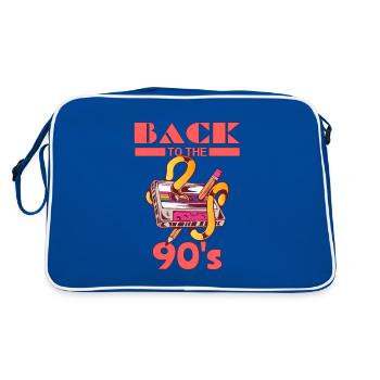 Zurück in die 90er Jahre mit Musikkassette - Retro Tasche - Blau/Weiß - Hinten