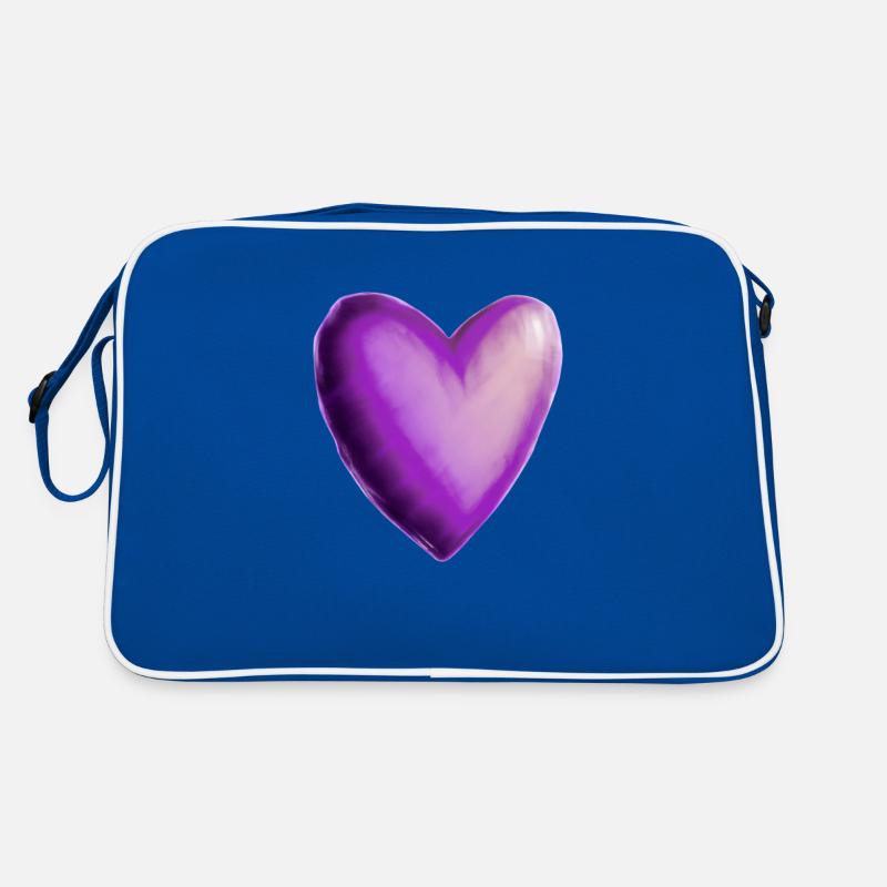 Herz lila violett Geschenkidee - Retro Tasche - Blau/Weiß