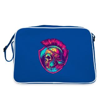 Spartaner Totenkopf Gladiator - Retro Tasche - Blau/Weiß - Hinten