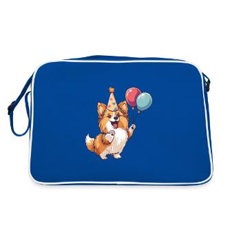 Border Collie Chiens Anniversaire Bébé - Sac Retro - bleu/blanc - Dos