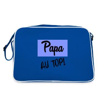 PAPA AN DER SPITZE - Retro Tasche - Blau/Weiß - Hinten