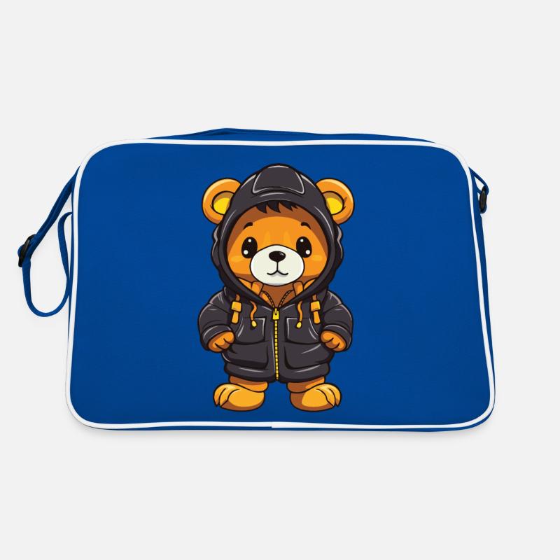 Bär Winter Comic Niedlich - Retro Tasche - Blau/Weiß