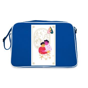 Dad and son - Retro Bag - blue/white - Back