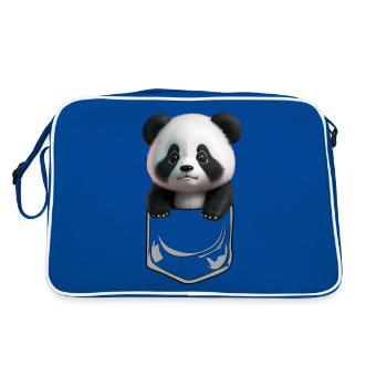 Bébé Panda Poitrine Noir - Sac Retro - bleu/blanc - Dos