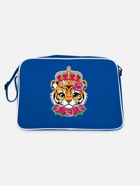 Tigre kawaii avec jolie tenue de lion. - Sac Retro - bleu/blanc - Dos