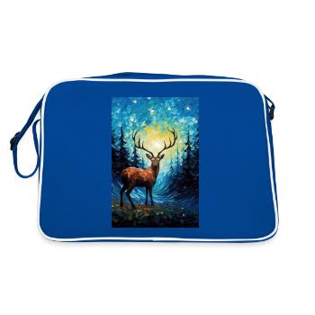 Hirsch - Retro Tasche - Blau/Weiß - Hinten