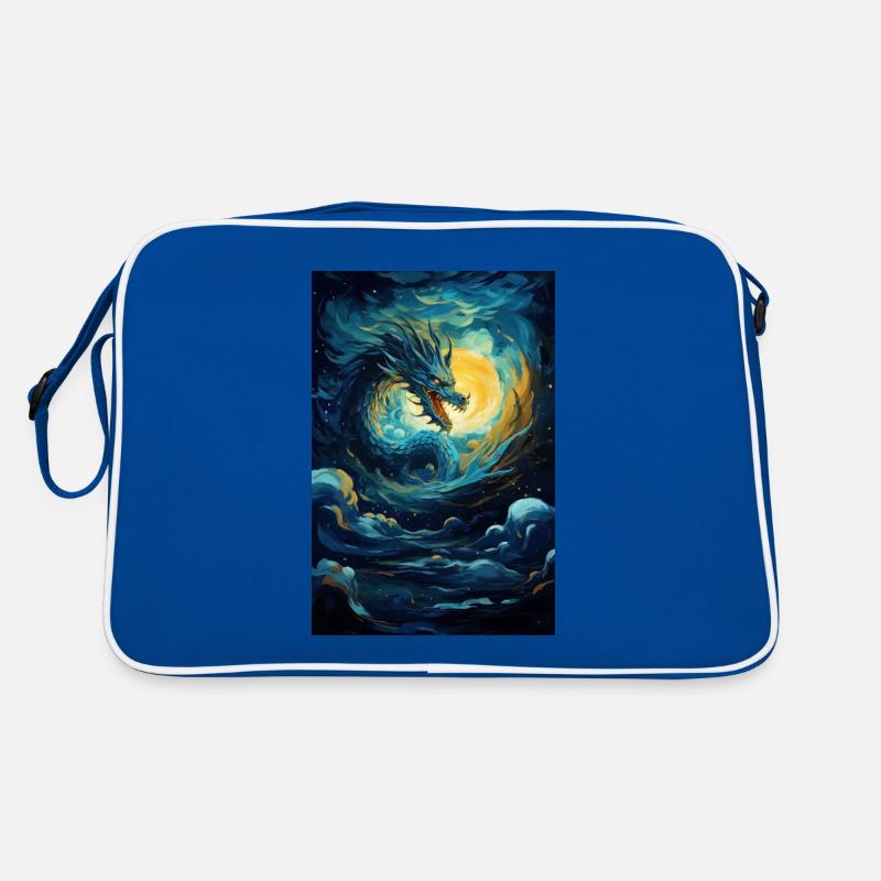 Drache - Retro Tasche - Blau/Weiß