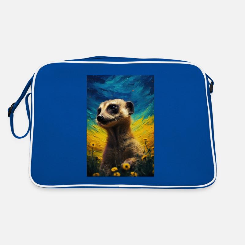 Erdmännchen - Retro Tasche - Blau/Weiß