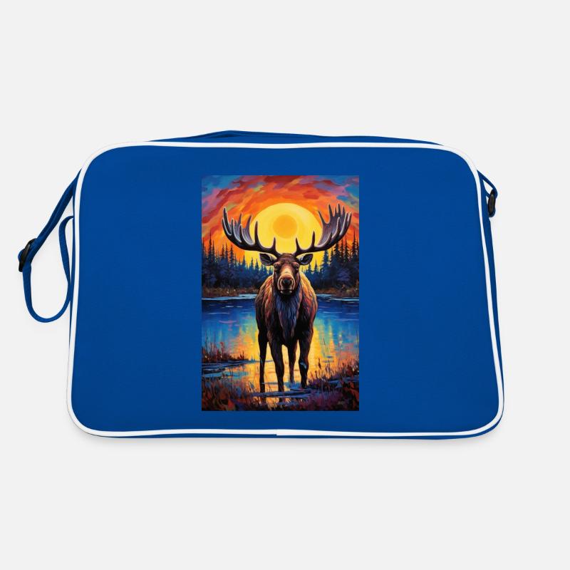 Elch - Retro Tasche - Blau/Weiß