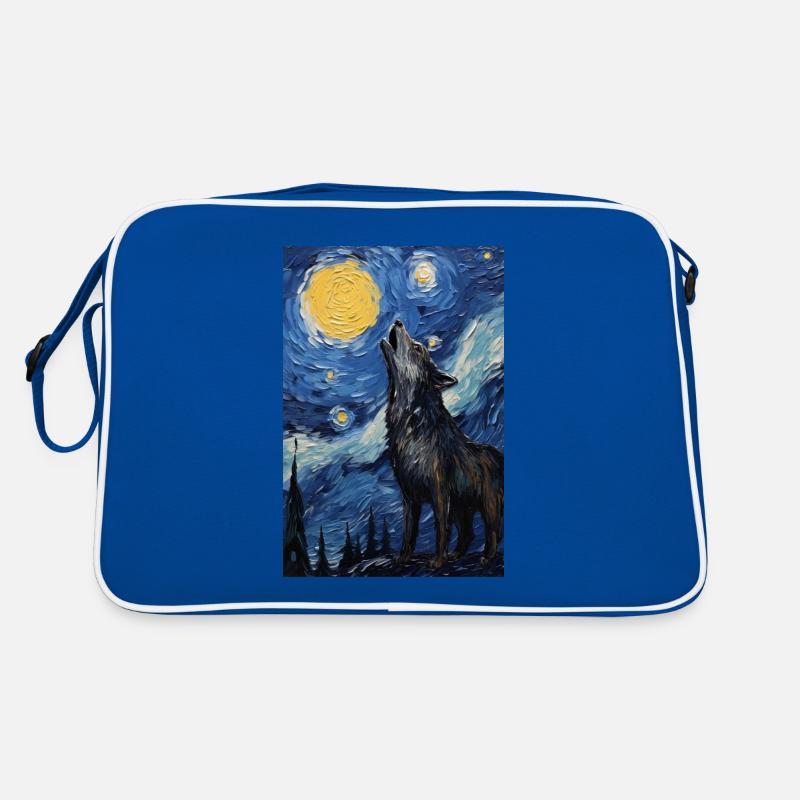 Wolf - Retro Tasche - Blau/Weiß