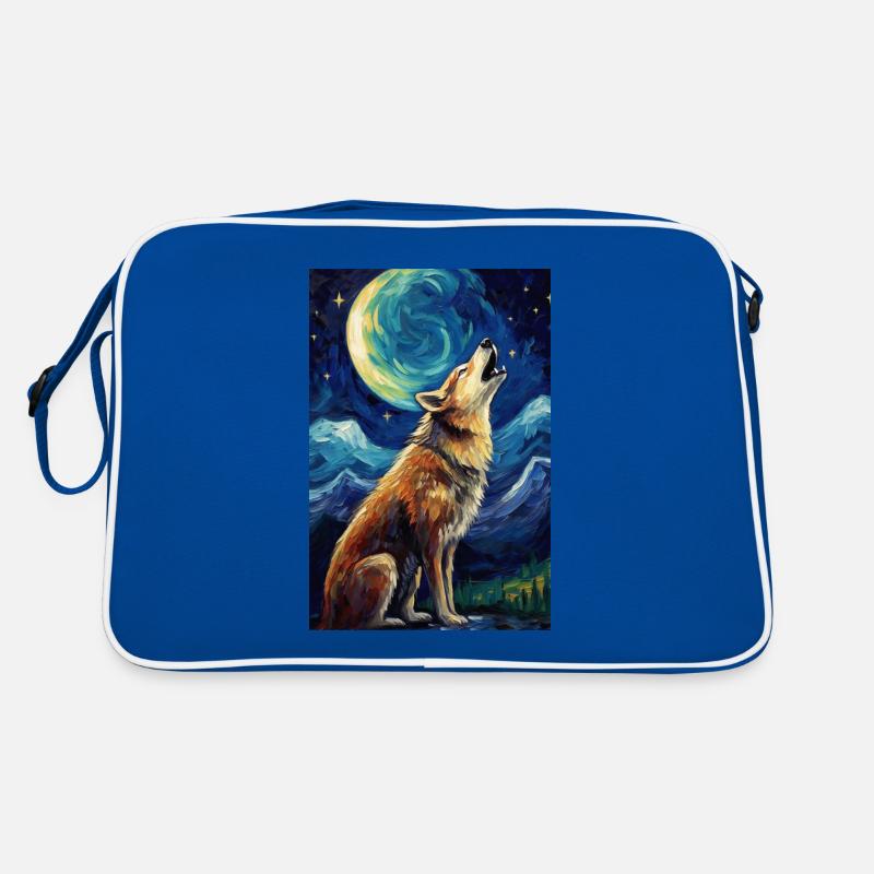 Wolf - Retro Tasche - Blau/Weiß