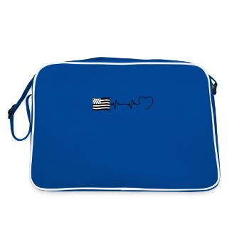 battement coeur bretagne homme humour breton drole - Sac Retro - bleu/blanc - Dos