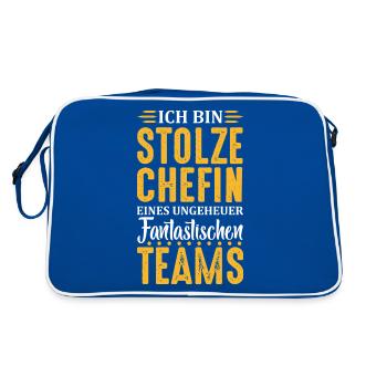 Stolze Chefin Chef Frau Abteilungsleiter Teamchef - Retro Tasche - Blau/Weiß - Hinten