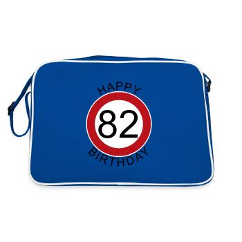 Happy Birthday 82 traffic sign birthday - Retro Bag - blue/white - Back