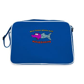 Meine Flossen gehören mir! Stop finning !!! - Retro Tasche - Blau/Weiß - Hinten