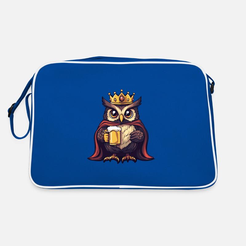 Eule Bier Lustig Retro Tasche