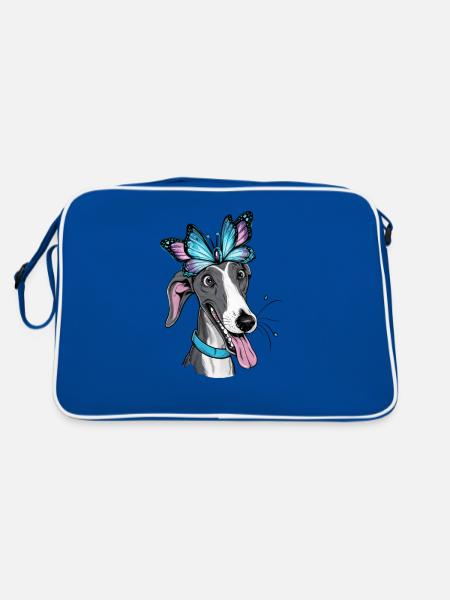 Carton Greyhound with Butterfly - Retro Bag - blue/white - Back