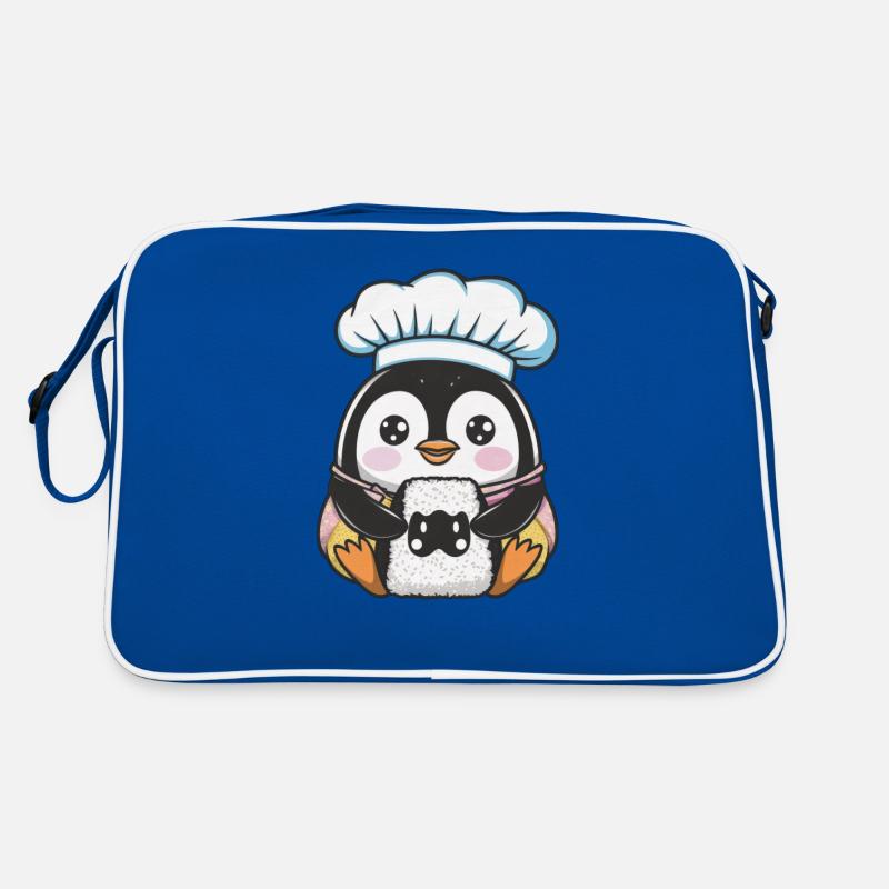 Pingouin kawaii avec boule de riz Onigiri Sac Retro