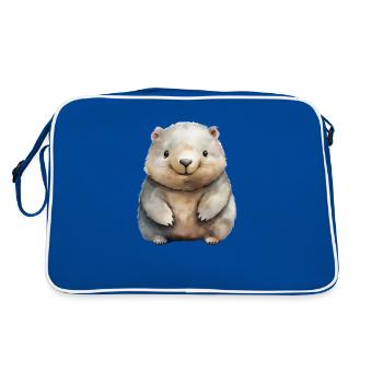 Wombatklasse Klassentier Wombat - Retro Tasche - Blau/Weiß - Hinten