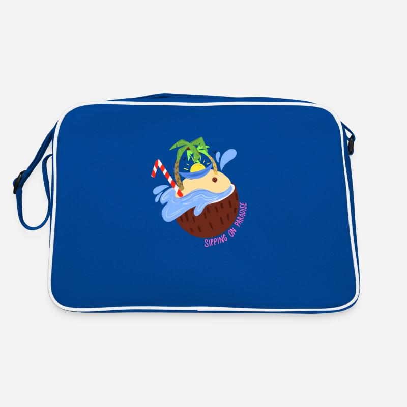 Noix de coco plage soleil vacances d’été cadeau - Sac Retro - bleu/blanc