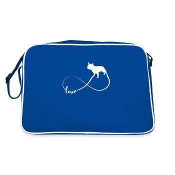 Bulldog, French, French Bulldog, Fr - Retro Bag - blue/white - Back