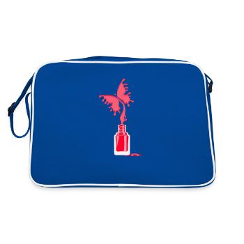 Beauty, Mädchenhaft, Fingernägel Nageldesign Finge - Retro Tasche - Blau/Weiß - Hinten