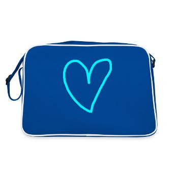 Coeur turquoise idée cadeau cyan bleu vert sarcelle - Sac Retro - bleu/blanc - Dos