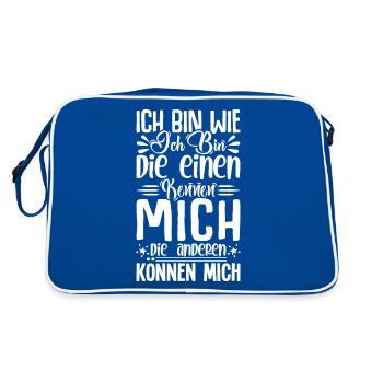Ich bin wie ich bin die einen kennen mich können - Retro Tasche - Blau/Weiß - Hinten