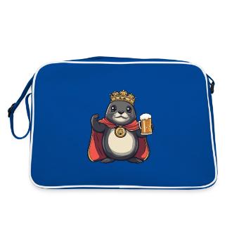 Phoque Animal Bière Drôle - Sac Retro - bleu/blanc - Dos