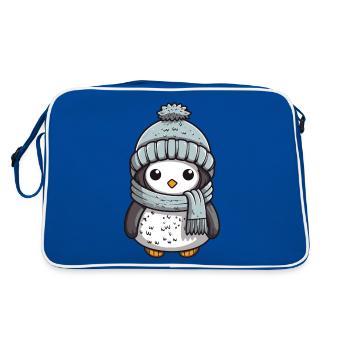 Pinguin Tier Baby Comic Winter - Retro Tasche - Blau/Weiß - Hinten