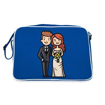 Mariage mariée marié jeunes mariés - Sac Retro - bleu/blanc - Dos