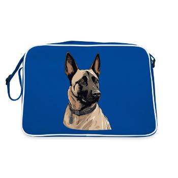 Belgian Malinois - Retro Tasche - Blau/Weiß - Hinten