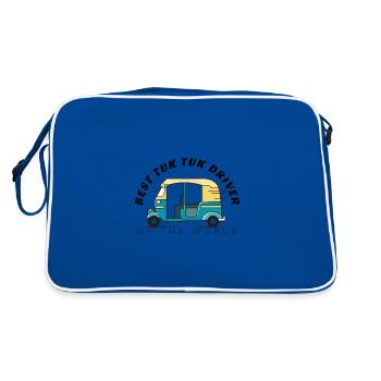 Drôle de conception de pousse-pousse, meilleur pilote de tuk tuk. - Sac Retro - bleu/blanc - Dos