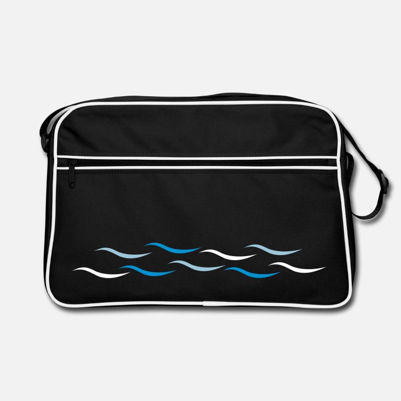 Wellen - Retro Tasche - Schwarz/Weiß