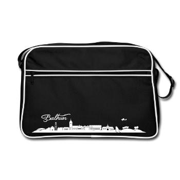 Baltrumer Skyline - Retro Tasche - Schwarz/Weiß - Vorne
