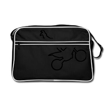 motorcycle cross freestyle moto trace - Retro Bag - black/white - Front