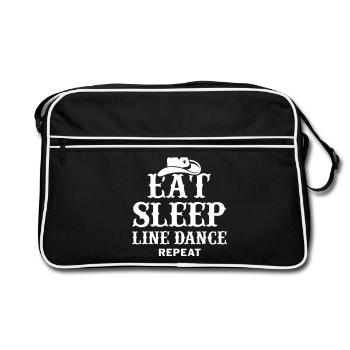 EAT, SLEEP, LINE DANCE, REPEAT - Retro Tasche - Schwarz/Weiß - Vorne