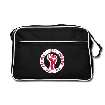 2 colors - all power to the people - against - Sac Retro - noir/blanc - Devant
